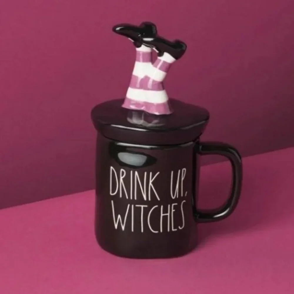 Rae Dunn | Ceramic Drink Up Witches Mug With Figural Lid NWT